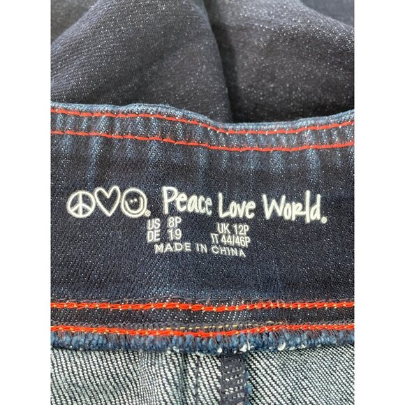 Peace Love World Authentic Denim Petite Wide Leg Jeans Size 8P Indigo Dark Wash - Picture 6 of 9
